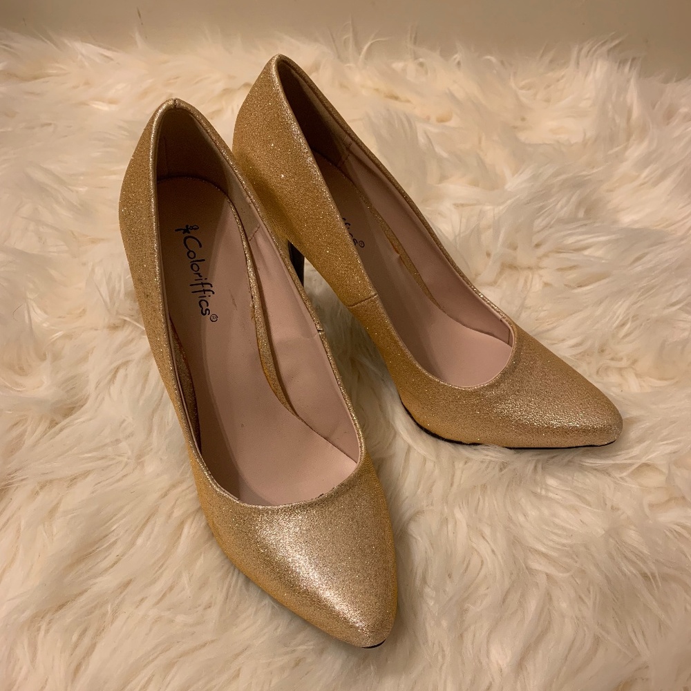 Sparkly Pink/Gold toned Heels Coloriffics Size 6.5